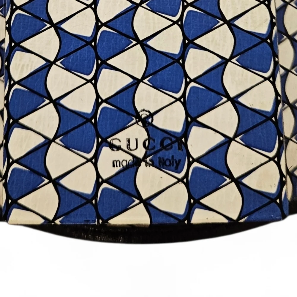 Gucci Leather Keyholder And Compact Wallet In Navy Blue And Silver Monogram